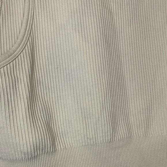 Cream Ribbed Sleeveless Crop Top - Picture 4 of 5